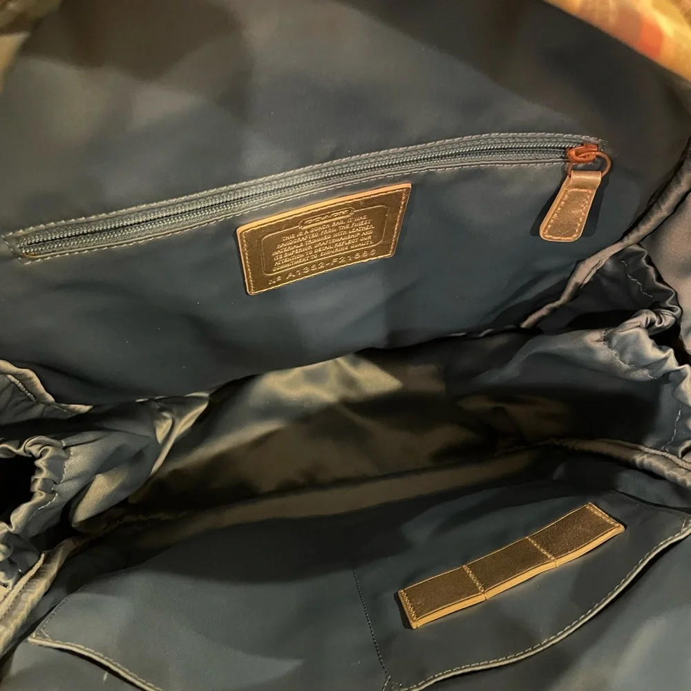 Coach Signature Poppy Multicolor Madras Backpack F21886 Bookbag - Picture 7 of 14